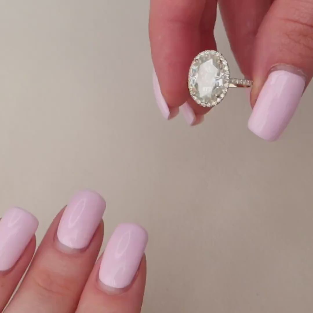 4.5 CT Oval Cut Halo Style Moissanite Engagement Ring